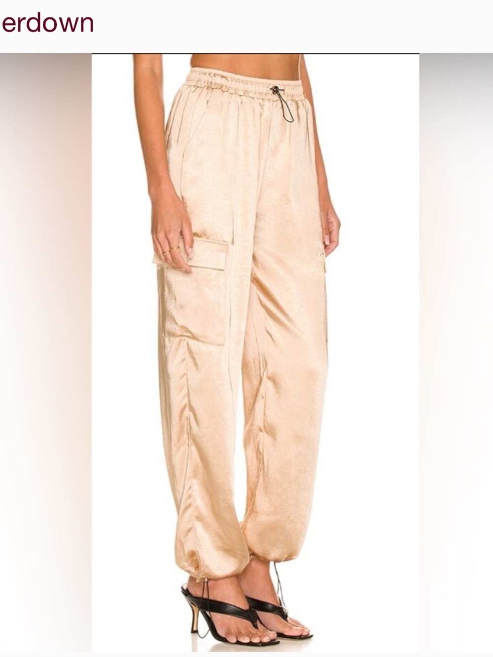 Superdown Rita Satin Cargo Pant in Champagne - Picture 2 of 4